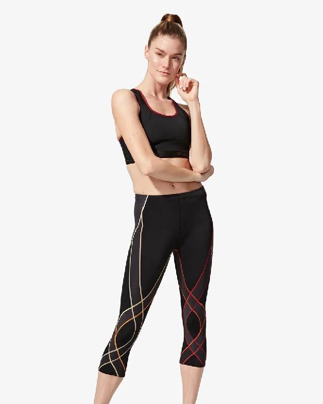 Limited Stock Endurance Generator Joint & Muscle Support 3/4 Compression Tight: Women's Black/Gradient Rooibos