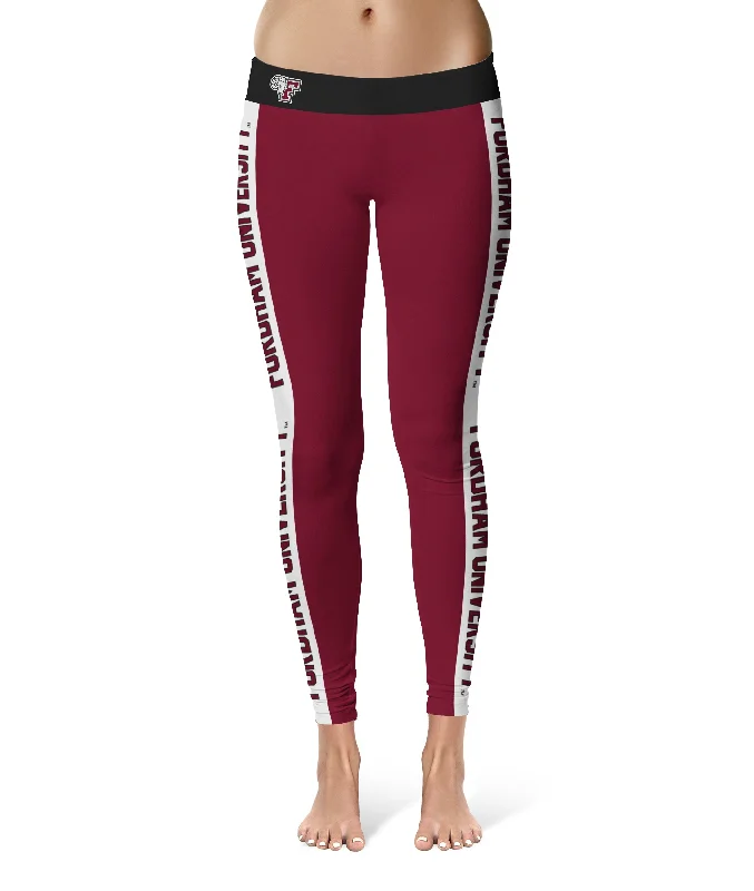 Overstock Sale Fordham Rams Game Day White Stripes Maroon Yoga Leggings for Women by Vive La Fete Overstock Sale Fordham Rams Game Day White Stripes Maroon Yoga Leggings for Women by Vive La Fete