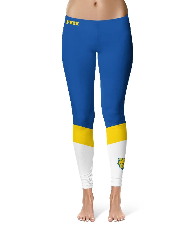 Fort Valley State Wildcats FVSU Game Day Ankle Color Block Blue White Yoga Leggings for Women by Vive La Fete