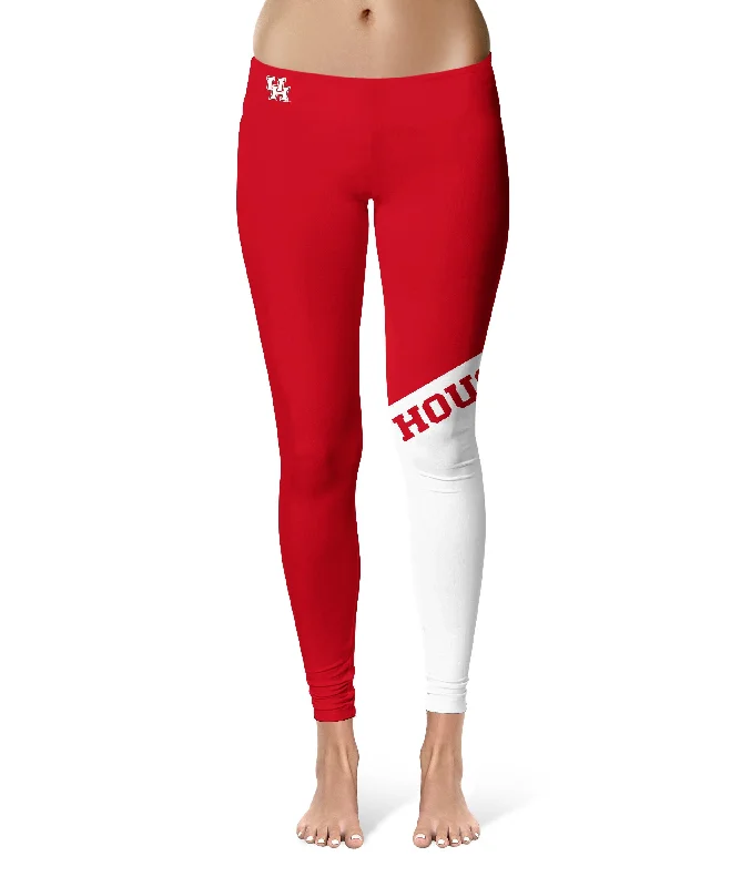Deal Alert Houston Cougars Game Day Leg Color Block Red White Yoga Leggings for Women by Vive La Fete Deal Alert Houston Cougars Game Day Leg Color Block Red White Yoga Leggings for Women by Vive La Fete