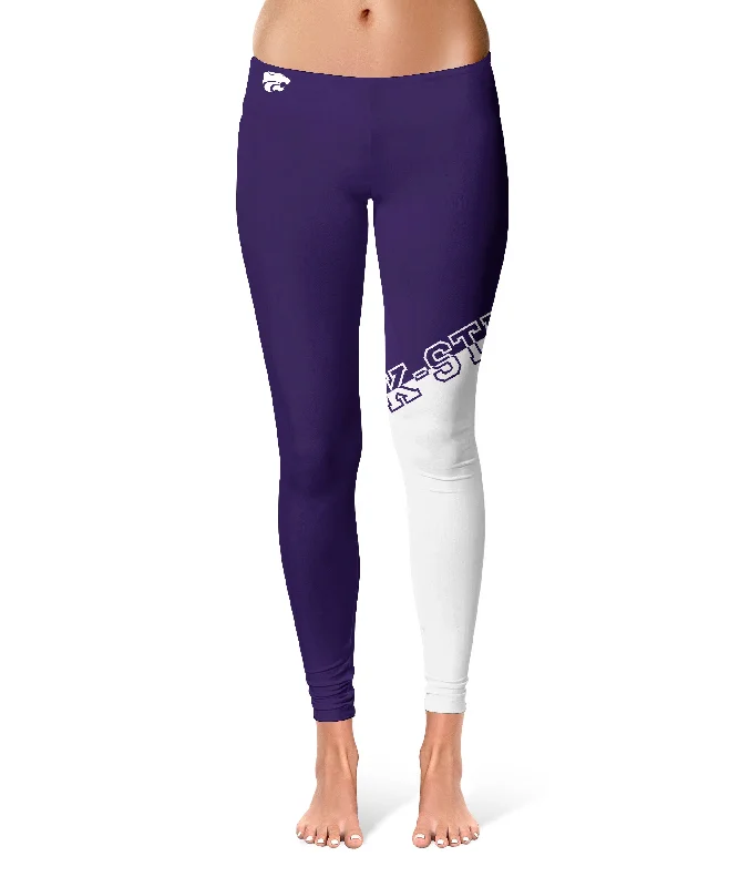 Seasonal Clearance Kansas State Wildcats K-State Game Day Leg Color Block Purple White Yoga Leggings for Women by Vive La Fete Seasonal Clearance Kansas State Wildcats K-State Game Day Leg Color Block Purple White Yoga Leggings for Women by Vive La Fete