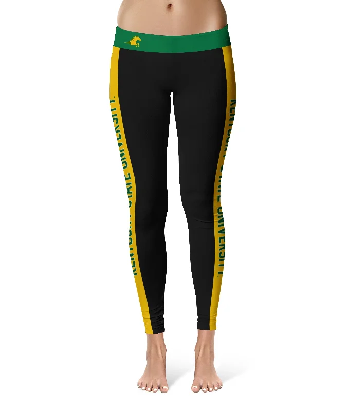 Kentucky State Thorobreds Game Day Gold Stripes Black Yoga Leggings for Women by Vive La Fete