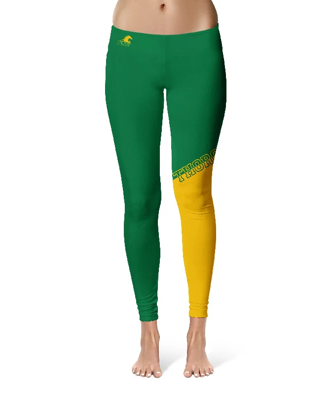 Kentucky State Thorobreds KYSU Game Day Leg Color Block Green Gold Yoga Leggings for Women by Vive La Fete