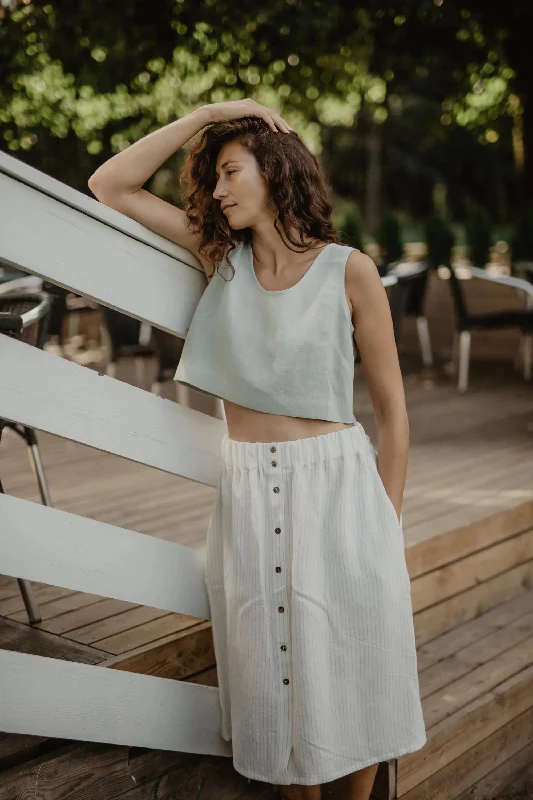 The Best Prices Linen skirt with buttons DAISY M Striped