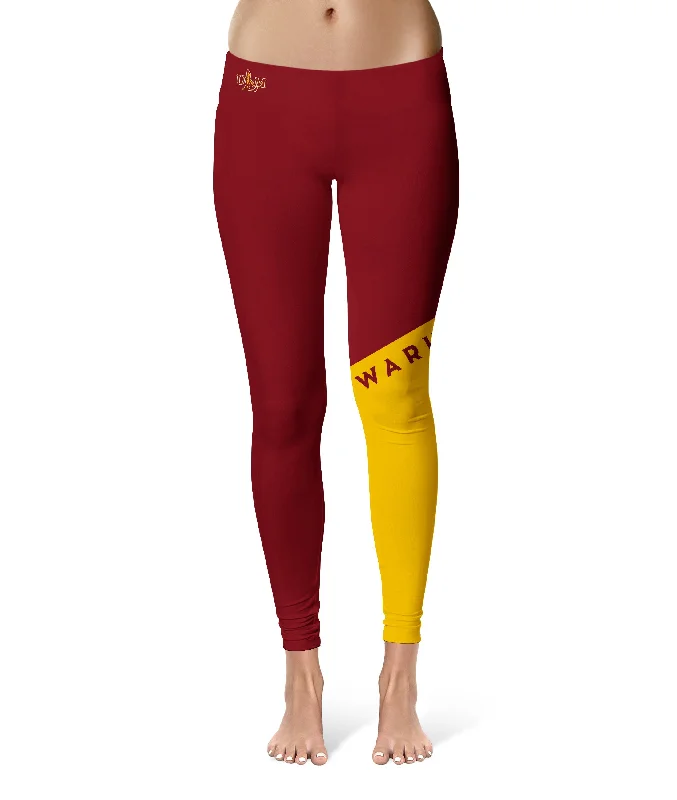 Discount Extravaganza Louisiana Monroe Warhawks ULM Game Day Leg Color Block Maroon Gold Yoga Leggings for Women by Vive La Fete