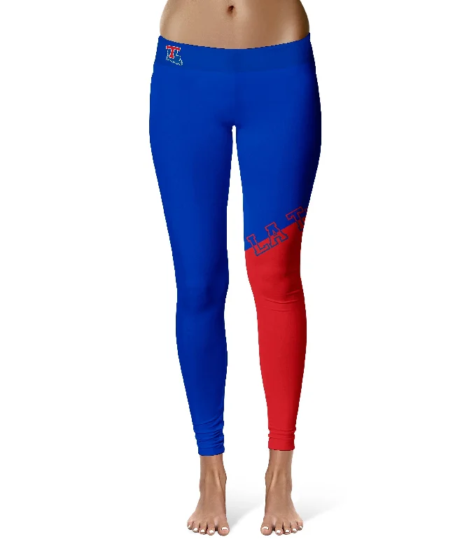 Instant Savings Louisiana Tech Bulldogs Game Day Leg Color Block Blue Red Yoga Leggings for Women by Vive La Fete Instant Savings Louisiana Tech Bulldogs Game Day Leg Color Block Blue Red Yoga Leggings for Women by Vive La Fete