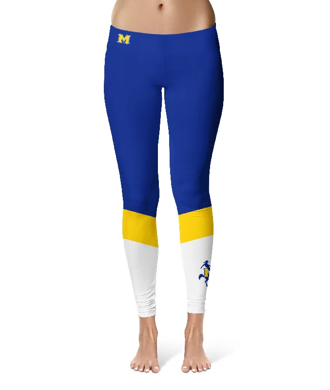 McNeese State Cowboys Game Day Ankle Color Block Blue White Yoga Leggings for Women by Vive La Fete