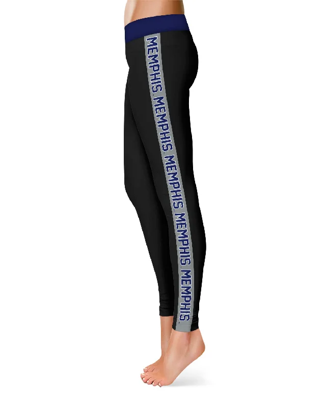 Memphis Tigers Gold Stripe Black Leggings for Women by Vive La Fete