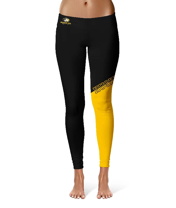 Customer Appreciation Sale Michigan Tech Huskies MTU Game Day Leg Color Block Black Gold Yoga Leggings for Women by Vive La Fete Customer Appreciation Sale Michigan Tech Huskies MTU Game Day Leg Color Block Black Gold Yoga Leggings for Women by Vive La Fete