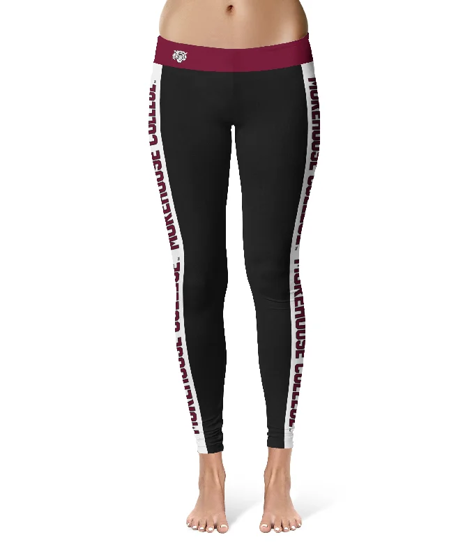 Quick Sale Morehouse Maroon Tigers Game Day White Stripes Black Yoga Leggings for Women by Vive La Fete Quick Sale Morehouse Maroon Tigers Game Day White Stripes Black Yoga Leggings for Women by Vive La Fete