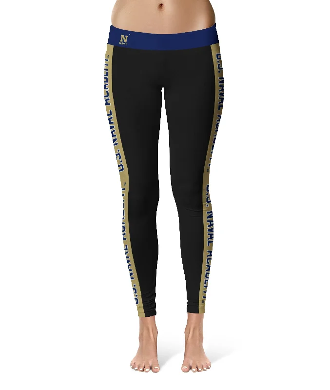 Discount Days Naval Academy Midshipmen Game Day Gold Stripes Black Yoga Leggings for Women by Vive La Fete Discount Days Naval Academy Midshipmen Game Day Gold Stripes Black Yoga Leggings for Women by Vive La Fete