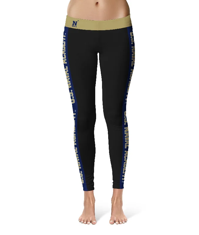 Price Break Naval Academy Midshipmen Game Day Navy Stripes Black Yoga Leggings for Women by Vive La Fete Price Break Naval Academy Midshipmen Game Day Navy Stripes Black Yoga Leggings for Women by Vive La Fete