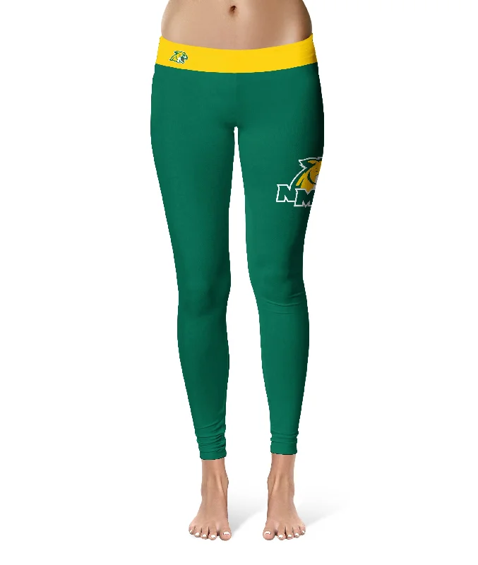 NMU Northern Michigan Wildcats Game Day Logo on Thigh Green Yoga Leggings for Women by Vive La Fete