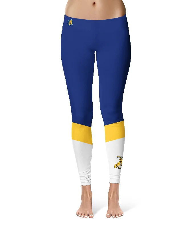 North Carolina A&T Aggies Game Day Ankle Color Block Blue White Yoga Leggings for Women by Vive La Fete