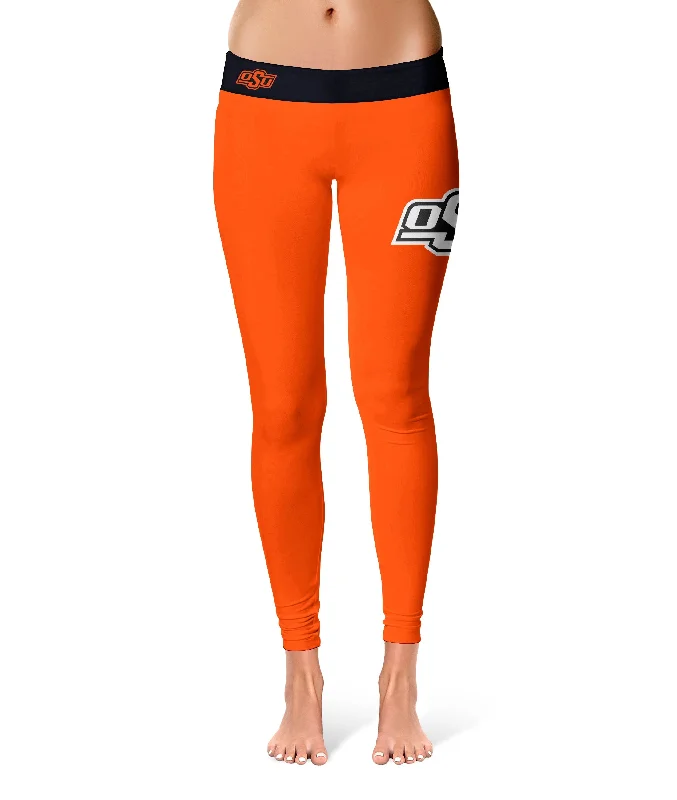 Limited Quantity Oklahoma State Cowboys Game Day Logo on Thigh Orange Yoga Leggings for Women by Vive La Fete Limited Quantity Oklahoma State Cowboys Game Day Logo on Thigh Orange Yoga Leggings for Women by Vive La Fete