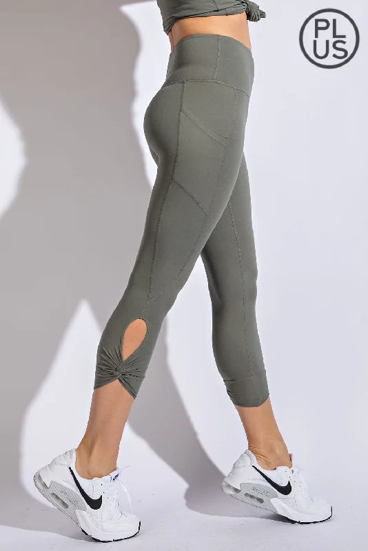 Price Meltdown Olive keyhole leggings