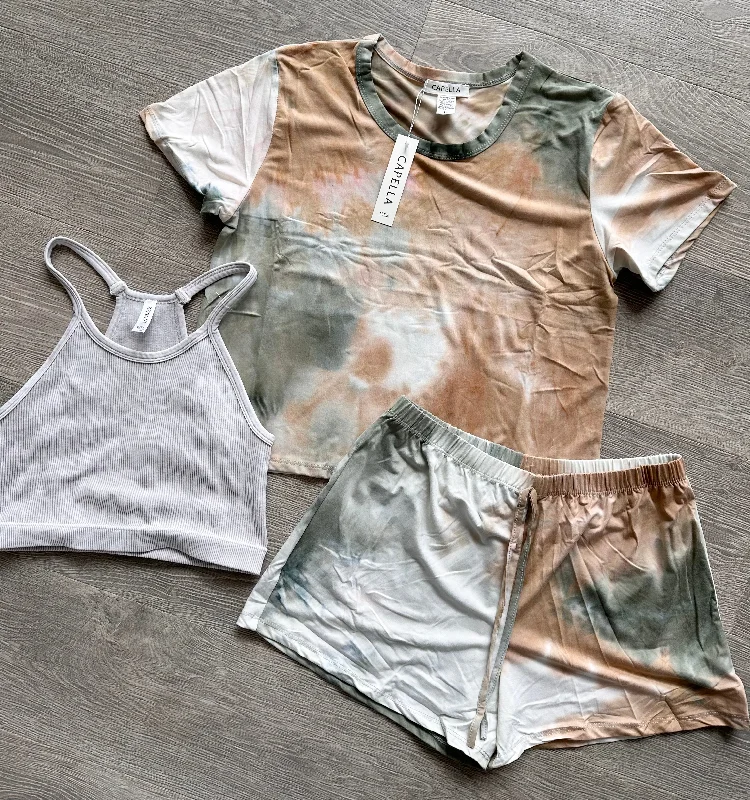Markdown Madness Olive tie dye short set