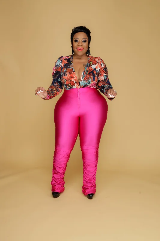 Unmissable Offer Pink Ruched Zipper Pants