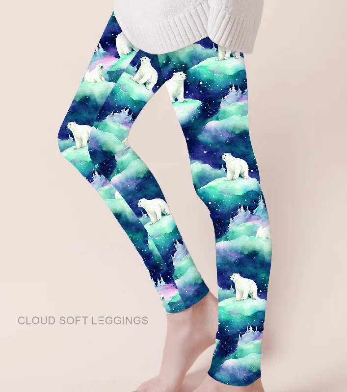 [Pre Sale] Gifts Galore Polar Skies - Adult & Kids Casual Cloud Soft Yoga Band Leggings (EST SHIP EARLY DEC)