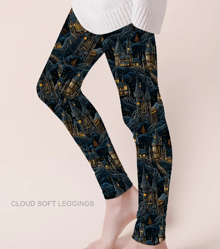 [Pre Sale] Lazy Days Mystic Castles - Adult & Kids Casual Cloud Soft Yoga Band Leggings (EST SHIP EARLY JAN)