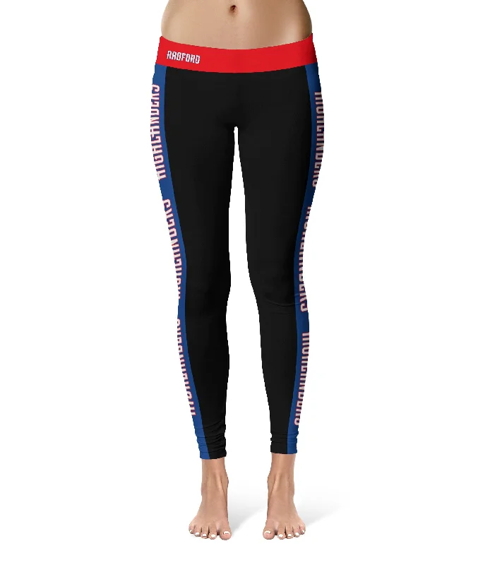 Radford Highlanders Game Day Blue Stripes Black Yoga Leggings for Women by Vive La Fete