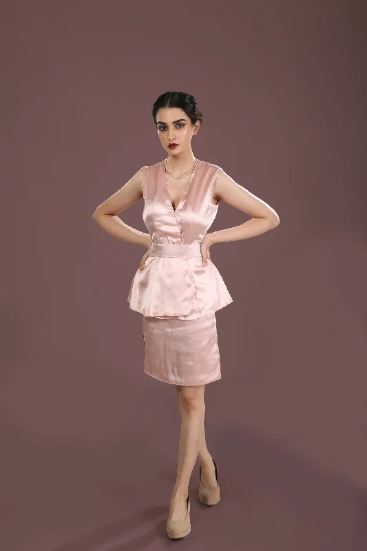Overstock Rosalie Pink Satin Co-ord Set