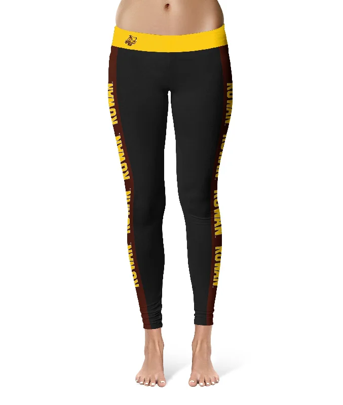Super Savings Rowan University Profs RU Game Day Brown Stripes Black Yoga Leggings for Women by Vive La Fete