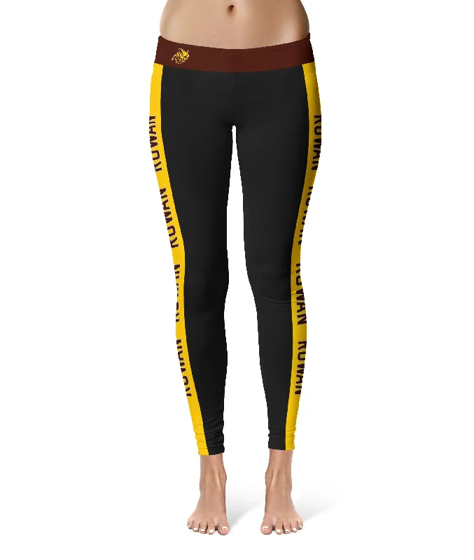 Price Slash Rowan University Profs RU Game Day Gold Stripes Black Yoga Leggings for Women by Vive La Fete