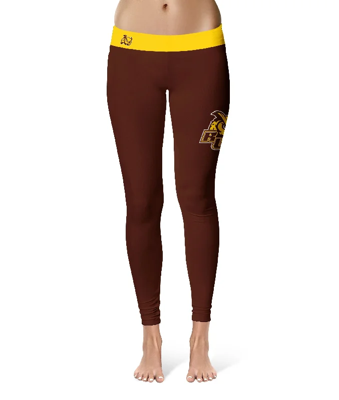 Rowan University Profs RU Game Day Logo on Thigh Brown Yoga Leggings for Women by Vive La Fete