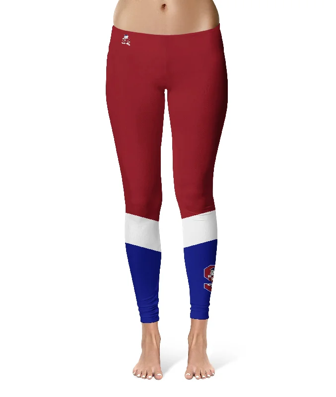 South Carolina State Bulldogs Game Day Ankle Color Block Maroon Blue Yoga Leggings for Women by Vive La Fete