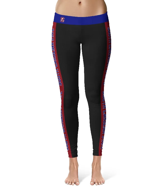 Stock Up and Save South Carolina State Bulldogs Game Day Red Stripes Black Yoga Leggings for Women by Vive La Fete Stock Up and Save South Carolina State Bulldogs Game Day Red Stripes Black Yoga Leggings for Women by Vive La Fete