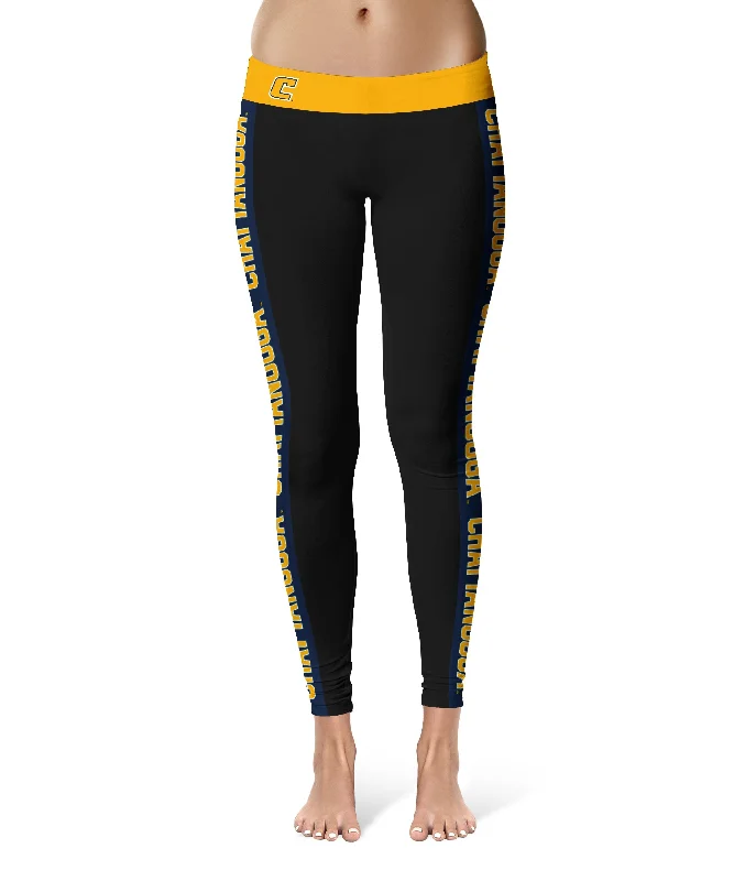 Incredible Offers Tennessee Chattanooga Mocs Game Day Blue Stripes Black Yoga Leggings for Women by Vive La Fete Incredible Offers Tennessee Chattanooga Mocs Game Day Blue Stripes Black Yoga Leggings for Women by Vive La Fete