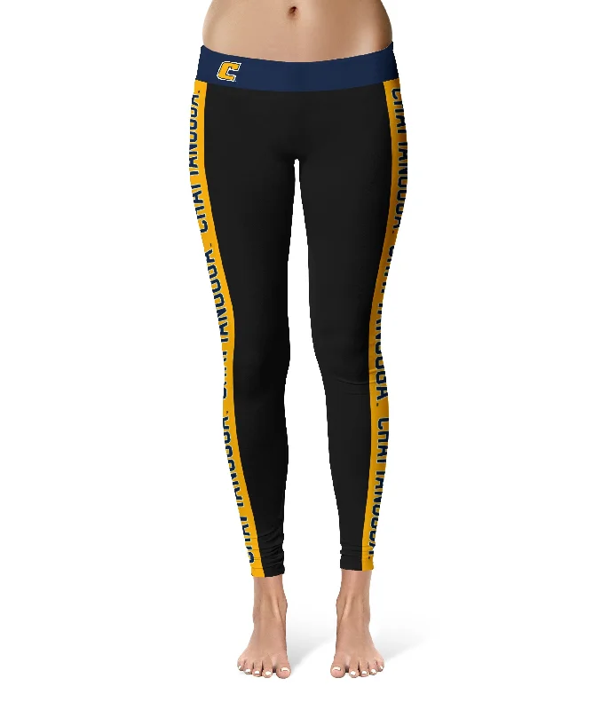 Lowest Prices Tennessee Chattanooga Mocs Game Day Gold Stripes Black Yoga Leggings for Women by Vive La Fete Lowest Prices Tennessee Chattanooga Mocs Game Day Gold Stripes Black Yoga Leggings for Women by Vive La Fete