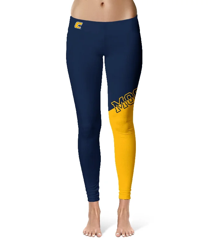 Tennessee Chattanooga MOCS Game Day Leg Color Block Navy Gold Yoga Leggings for Women by Vive La Fete