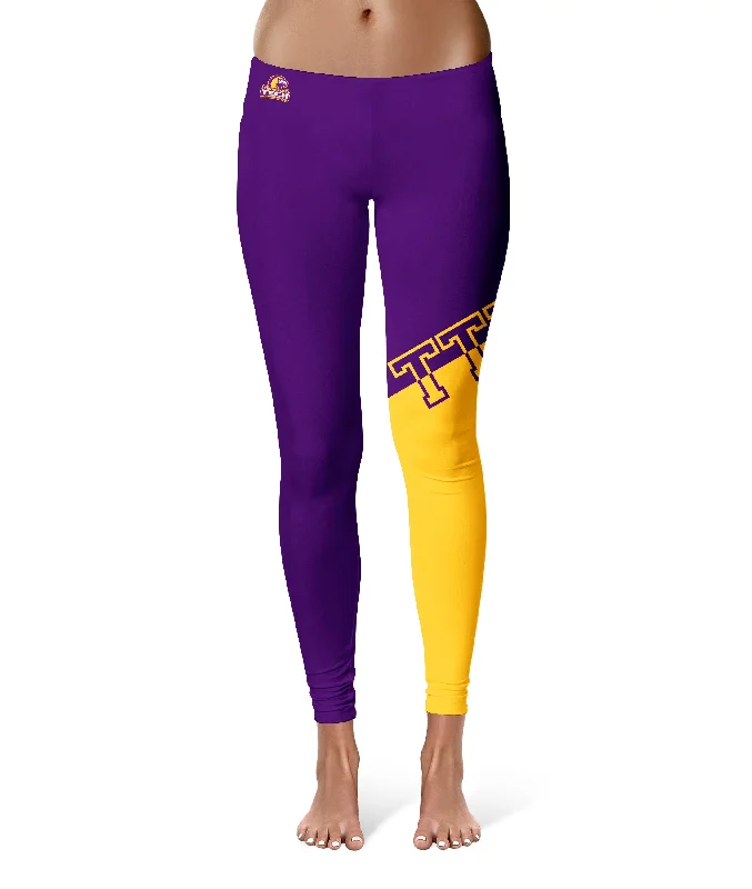 Price Meltdown Tennessee Tech Golden Eagles TTU Game Day Leg Color Block Purple Gold Yoga Leggings for Women by Vive La Fete Price Meltdown Tennessee Tech Golden Eagles TTU Game Day Leg Color Block Purple Gold Yoga Leggings for Women by Vive La Fete