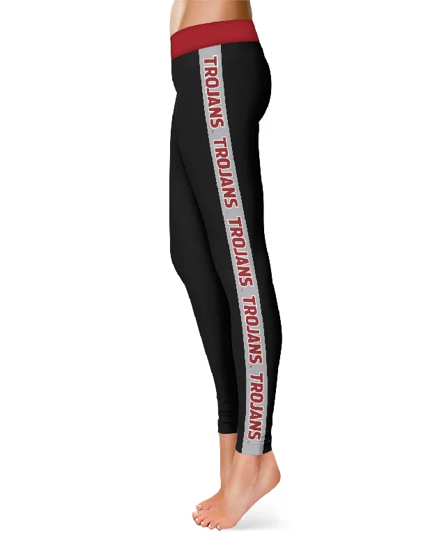 Troy Trojans Gray Stripes Black Leggings for Women by Vive La Fete