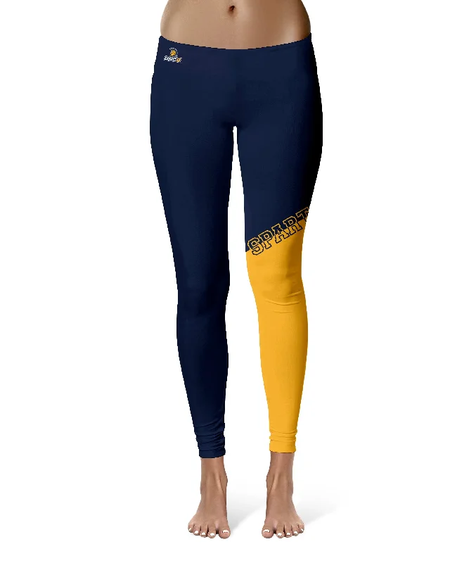 Bargain Blast UNC Greensboro Spartans UNCG Game Day Leg Color Block Blue Gold Yoga Leggings for Women by Vive La Fete Bargain Blast UNC Greensboro Spartans UNCG Game Day Leg Color Block Blue Gold Yoga Leggings for Women by Vive La Fete