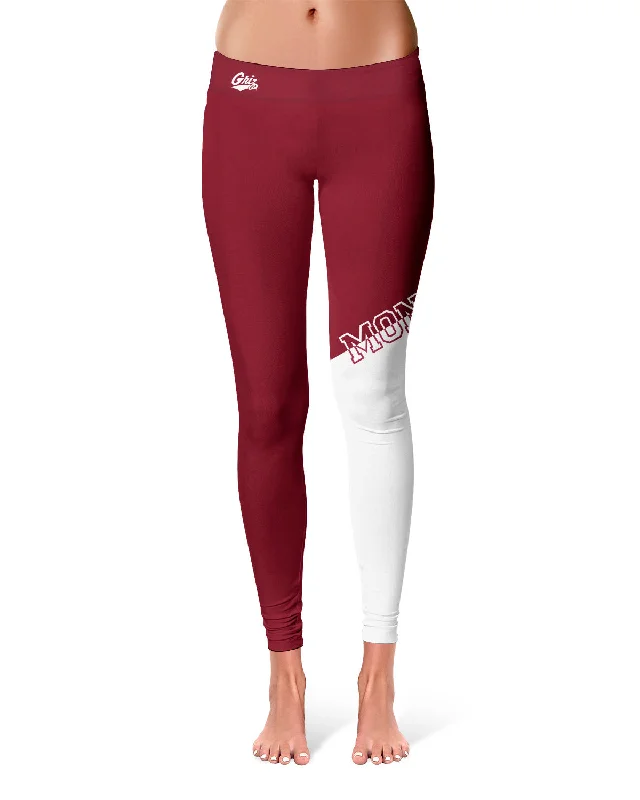 Friends and Family Sale University of Montana Grizzlies Game Day Leg Color Block Maroon White Yoga Leggings for Women by Vive La Fete Friends and Family Sale University of Montana Grizzlies Game Day Leg Color Block Maroon White Yoga Leggings for Women by Vive La Fete