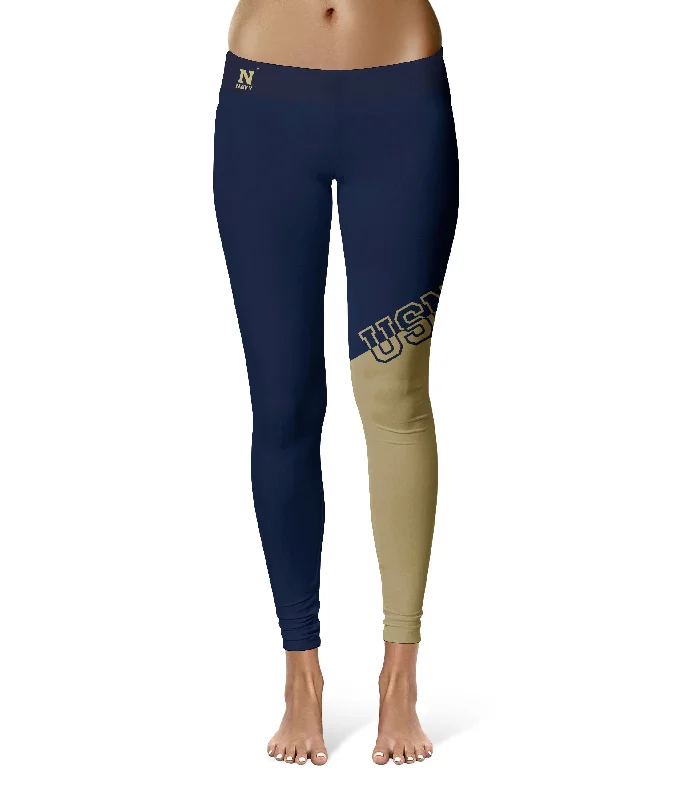 Anniversary Sale US Naval Naval Academy Midshipmen Game Day Leg Color Block Navy Gold Yoga Leggings for Women by Vive La Fete Anniversary Sale US Naval Naval Academy Midshipmen Game Day Leg Color Block Navy Gold Yoga Leggings for Women by Vive La Fete