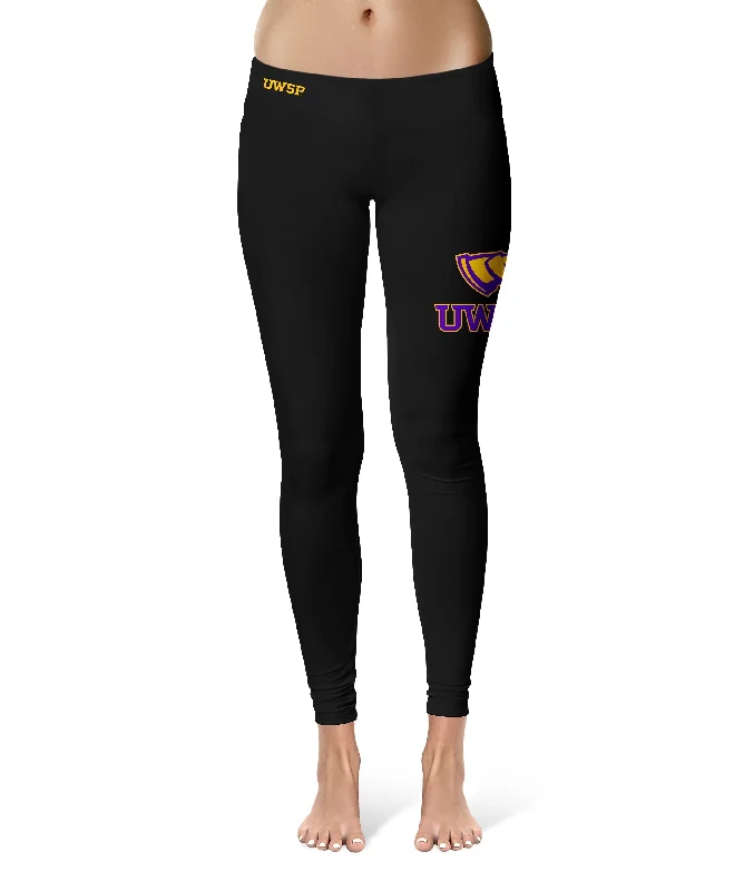 Extra Savings UW-Stevens Point Pointers UWSP Large Logo on Thigh Black Yoga Leggings for Women by Vive La Fete Extra Savings UW-Stevens Point Pointers UWSP Large Logo on Thigh Black Yoga Leggings for Women by Vive La Fete