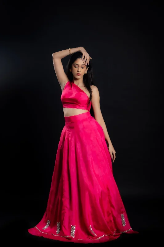 Instant Discount Vegan Uppada Silk One Shoulder Lehenga
