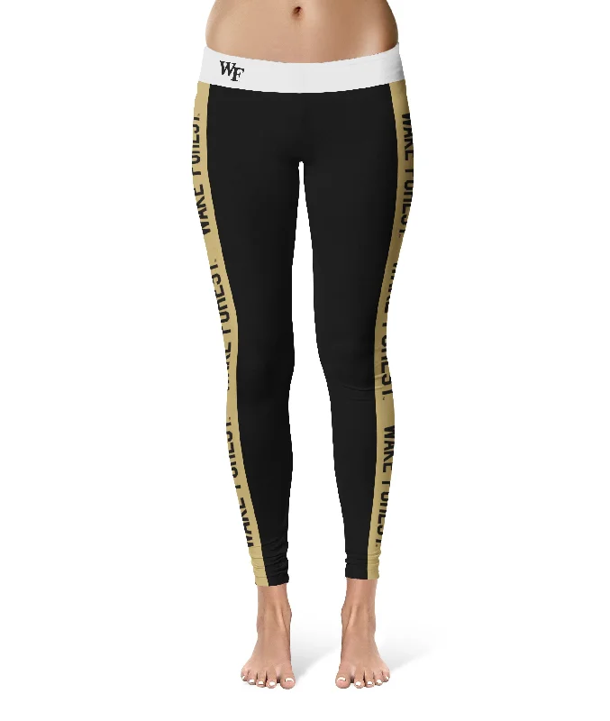 Today Only Wake Forest Demon Deacons WF Game Day Gold Stripes Black Yoga Leggings for Women by Vive La Fete Today Only Wake Forest Demon Deacons WF Game Day Gold Stripes Black Yoga Leggings for Women by Vive La Fete