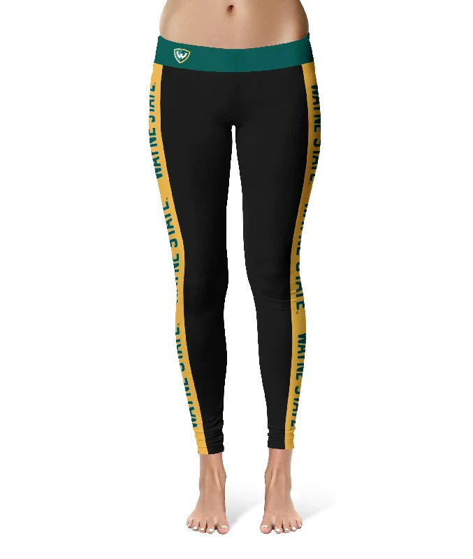 Best Bargains Wayne State University Warriors Game Day Gold Stripes Black Yoga Leggings for Women by Vive La Fete Best Bargains Wayne State University Warriors Game Day Gold Stripes Black Yoga Leggings for Women by Vive La Fete