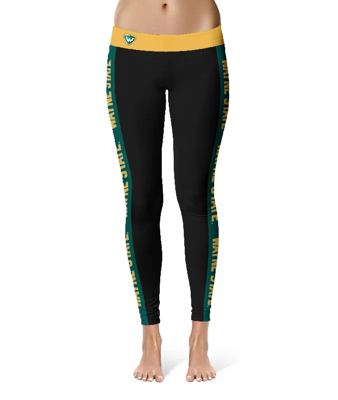Act Fast Wayne State University Warriors Game Day Green Stripes Black Yoga Leggings for Women by Vive La Fete Act Fast Wayne State University Warriors Game Day Green Stripes Black Yoga Leggings for Women by Vive La Fete