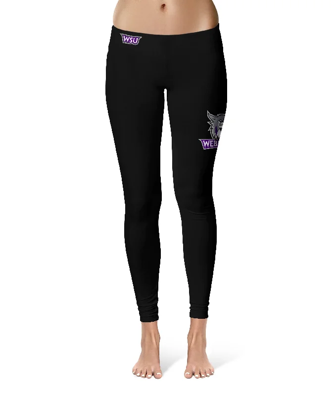 Crazy Deals Weber State Wildcats WSU Game Day Large Logo on Thigh Black Yoga Leggings for Women by Vive La Fete