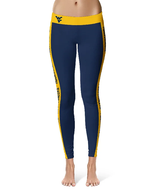 Super Sale West Virginia Mountaineers Game Day Gold Stripes Navy Yoga Leggings for Women by Vive La Fete Super Sale West Virginia Mountaineers Game Day Gold Stripes Navy Yoga Leggings for Women by Vive La Fete