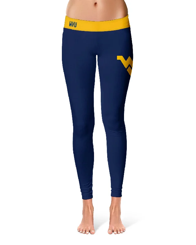 Hurry In West Virginia Mountaineers Game Day Logo on Thigh Blue Yoga Leggings for Women by Vive La Fete Hurry In West Virginia Mountaineers Game Day Logo on Thigh Blue Yoga Leggings for Women by Vive La Fete