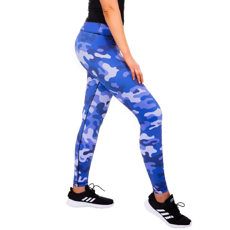 Lowest Prices Women's Compression Leggings - Camo Blue