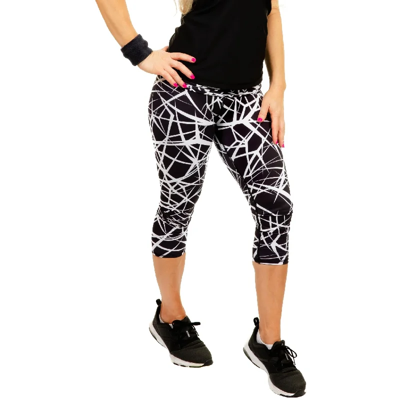 Best Bargains Women's Compression Capris - Tangled White