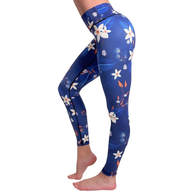 Daily Specials Women's Compression Leggings - Blue Flowers